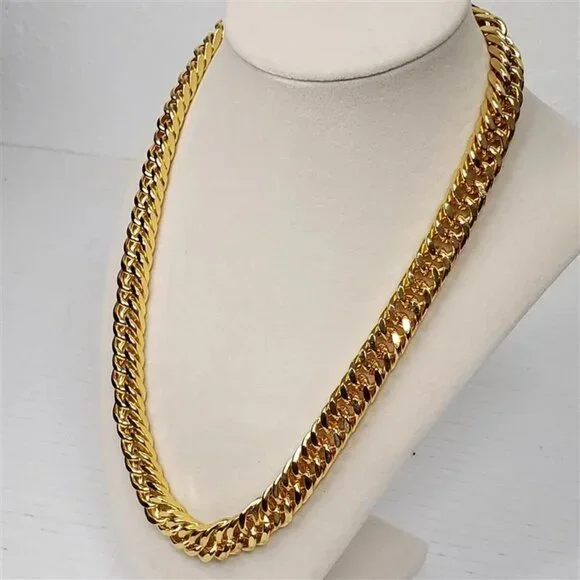 Authentic Louis Vuitton Padlock w/unbranded Cuban Style 18k Gold Plated Chain - Picture 13 of 15